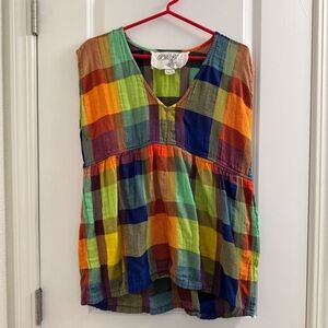 Ace & Jig pia top whirlwind. Size L. Beautiful rainbow check/plaid. Like new.